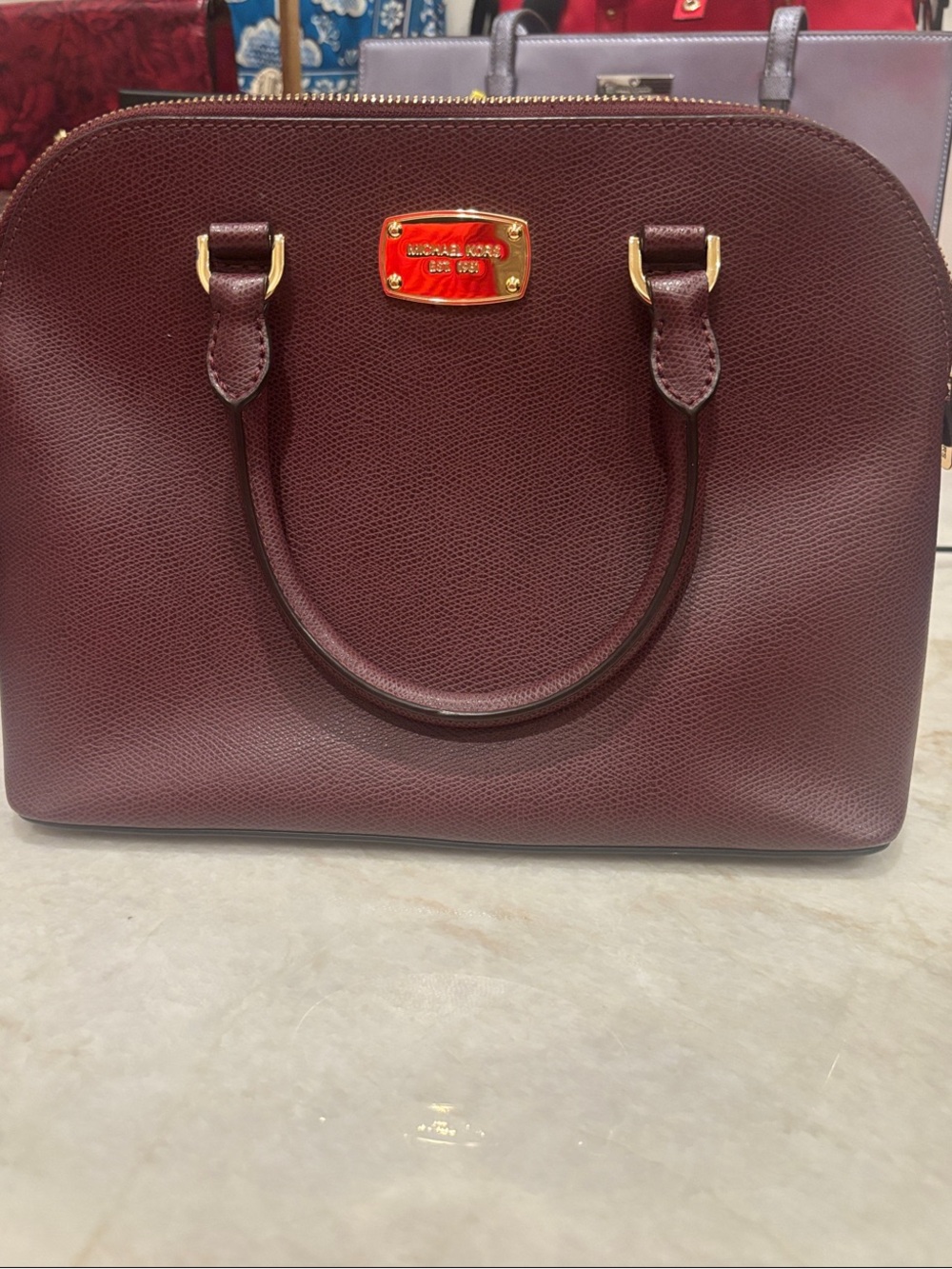 Michael Kors Dark Brown Leather Crossbody Strap with Gold-Tone Hardware